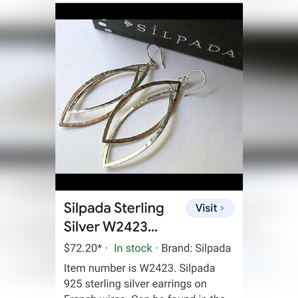 Silpada Hammered .925 Sterling Silver Marquise Twirl Earrings W2423